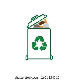 trash icon. waste in trash. recycling symbol. sustainability. reuse web icon, eco-friendly, used goods, green energy. Mixed design style