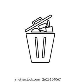 trash icon. waste in trash. recycling symbol. sustainability. reuse web icon, eco-friendly, used goods, green energy. Line design style