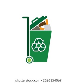 trash icon. waste in trash. recycling symbol. sustainability. reuse web icon, eco-friendly, used goods, green energy. Solid design style