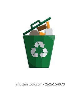 trash icon. waste in trash. recycling symbol. sustainability. reuse web icon, eco-friendly, used goods, green energy. simple 3d design style