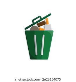 trash icon. waste in trash. recycling symbol. sustainability. reuse web icon, eco-friendly, used goods, green energy. simple 3d design style