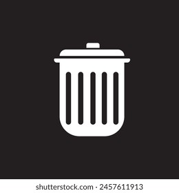 Icono de basura blanco en fondo negro.