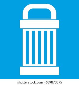 Trash icon white isolated on blue background vector illustration