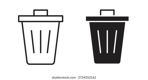 Iconos de basura de color negro en varios estilos