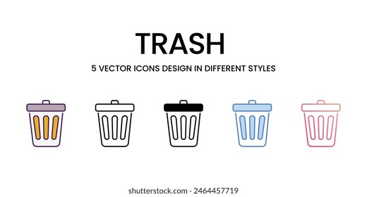 Trash icons different style vector stock illustration