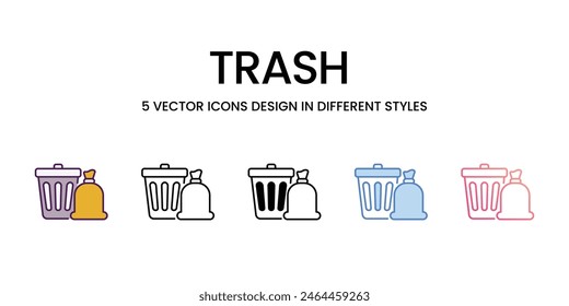 Trash Icons different style vector stock illustration