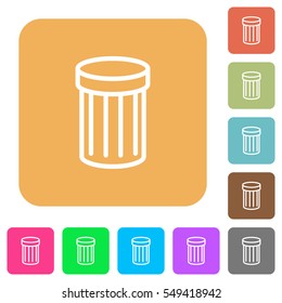 Trash icons on rounded square vivid color backgrounds.