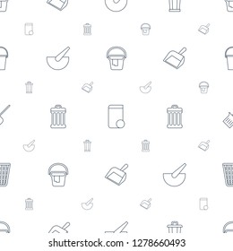 trash icons pattern seamless white background. Included editable line bucket, trash bin, dustpan icons. trash icons for web and mobile.