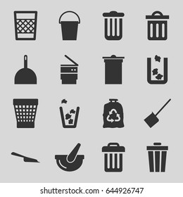 Trash icons set. set of 16 trash filled icons such as dustpan
