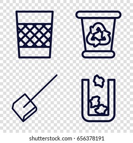 Trash icons set. set of 4 trash outline icons such as trash bin, dustpan