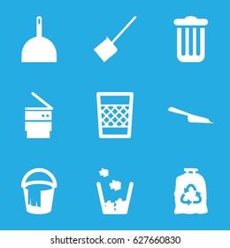 Trash icons set. set of 9 trash filled icons such as dustpan