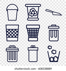 Trash icons set. set of 9 trash outline icons such as trash bin, dustpan, recycle bin, bucket