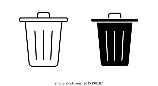 Trash icons set in black colors on white background