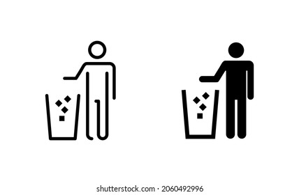 Ajuste de iconos de la papelera. icono de la papelera. signo y símbolo de eliminación.