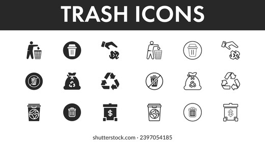 Trash icons set vector design
