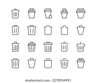 trash icons set for web and UIUX design. Vector objects isolated on a white background