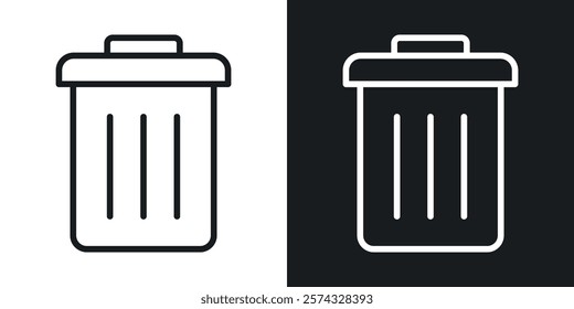 Trash icons in thin black and white stroke liner style