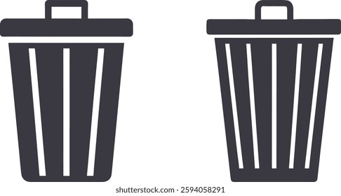 Trash icons vector art, Dustbin vector art, Trash icons set vector illustration, Empty trash icons set vector