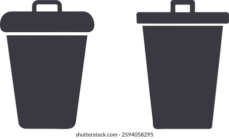 Trash icons vector art, Dustbin vector art, Trash icons set vector illustration, Empty trash icons set vector