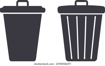 Trash icons vector art, Dustbin vector art, Trash icons set vector illustration, Empty trash icons set vector