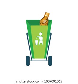 Trash, isolated elements. Icon of glass garbage.Broken glass and glass bottles. Vector