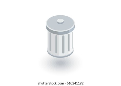 trash isometric flat icon. 3d vector colorful illustration. Pictogram isolated on white background
