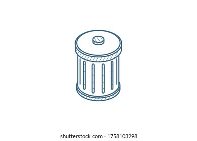 trash isometric icon. 3d vector illustration. Isolated line art technical drawing. Editable stroke