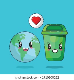 trash kawaii character flat design