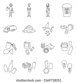 Trash landfill and separation rubbish vector line icon. Set illustration of garbage and container with waste.Vector set of icon sorting trash.