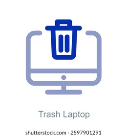 Trash Laptop and device icon concept