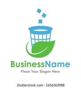 Plantilla de logotipo vectorial de hoja de hebra. Adecuado para negocios, naturaleza y web