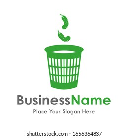 Trash leaf vector logo template. Suitable for business, nature and web