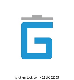 Trash Letter G Logo. Garbage Box Logo Shaped Letter G. Icon For Waste Management Business