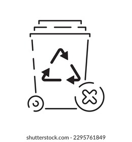 Trash line icon vector. Recycle material illustration sign. Green symbol Rubbish, garbage 