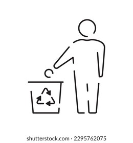 Trash line icon vector. Recycle material illustration sign. Green symbol Rubbish, garbage 