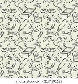 Trash line seamless vector pattern