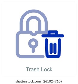 Trash Lock and safety icon concept