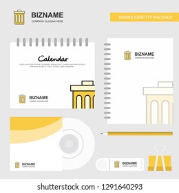 Trash Logo, Calendar Template, CD Cover, Diary and USB Brand Stationary Package Design Vector Template