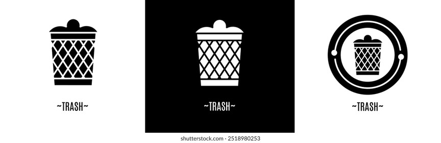 Conjunto de logotipo de basura. Colección de logos en blanco y negro. Vector de acciones.