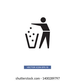 trash and man icon vector illustration
