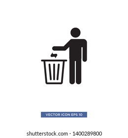 trash and man icon vector illustration