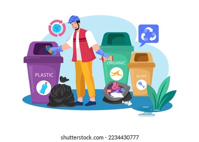 Trash Management Illustration concept. A flat illustration isolated on white background