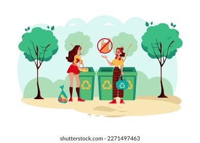 Trash Management Illustration concept on white background