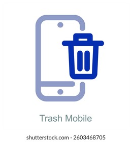 Trash Mobile and phone icon concept