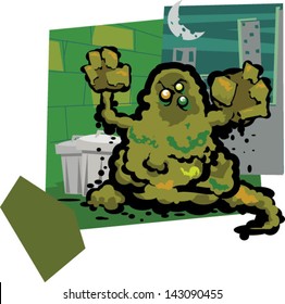 Trash monster - Vector clip art illustration on separate layers
