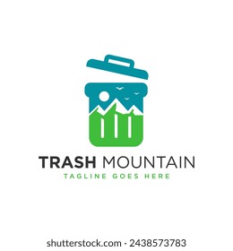 trash mountain illustration logo design