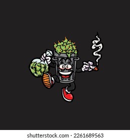 trash nug vector smoking joint hold nug weed cartoon