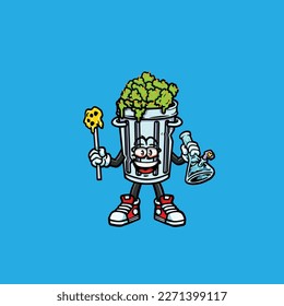 caricatura de maleza nug de basura vectorial de fumar