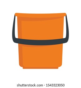 Trash orange bucket flat icon. Vector Trash orange bucket in flat style isolated on white background. Element for web, game and advertising