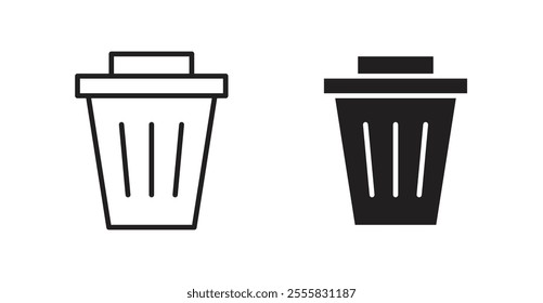 Trash outlined and solid icon vector collection.